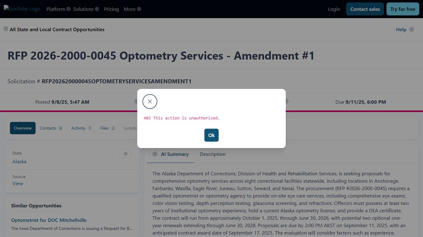 RFP 2026-2000-0045 Optometry Services - Amendment #1